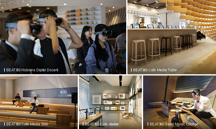 BEAT360 Hololens Digitel Docent / BEAT360 Cafe Media Table / BEAT360 Cafe Media Strip / BEAT360 Cafe Atelier / BEAT360 Salon Music Lounge